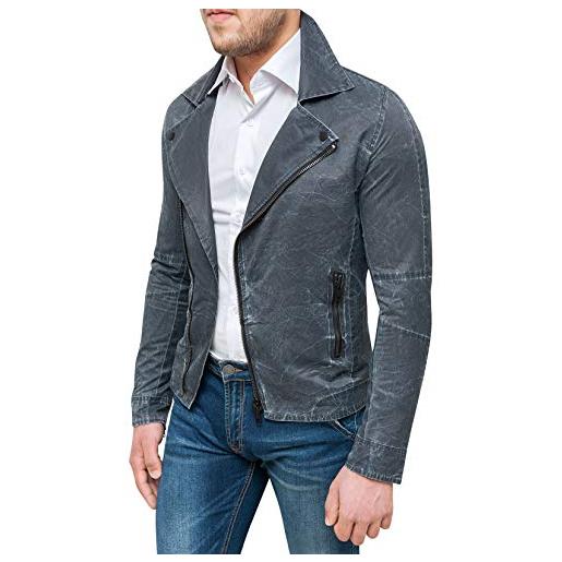 Evoga giubbotto giacca uomo grigio slim fit aderente in cotone (l)
