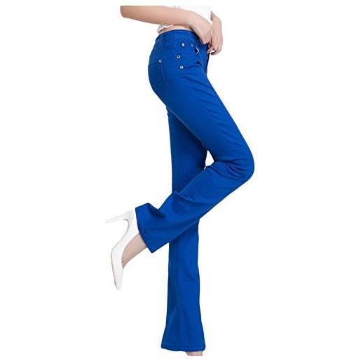 ZhuiKunA donna elasticità slim fit skinny jeggings jeans tinta unita micro pantaloni flare blu zaffiro 2 30