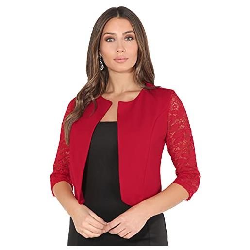 KRISP coprispalle bolero donna leggero elegante cerimonia manica giacca corta matrimonio nuziale taglie forti, blu marino - (9176), 42 eu (10 uk), 9176-nvy-10