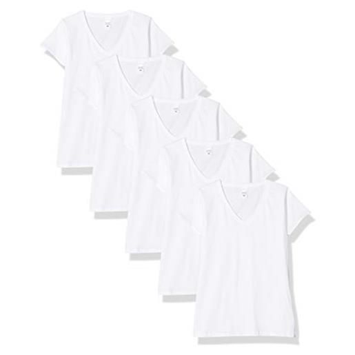 Fruit of the Loom ladies iconic, lightweight ringspun tee, 5 pack t-shirt, bianco (white 30), 36 (taglia produttore: x-small) (pacco da 5) donna