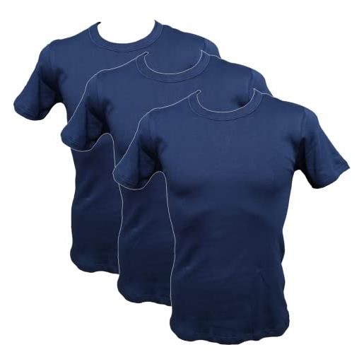 Armata di mare maglietta intima uomo 3 pezzi caldo cotone corta girocollo t-shirt invernale gt912 taglia 7° blu