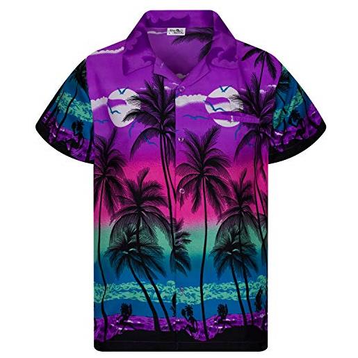 King Kameha funky camicia hawaiana, manica corta, print beach, negativo blu, 3xl