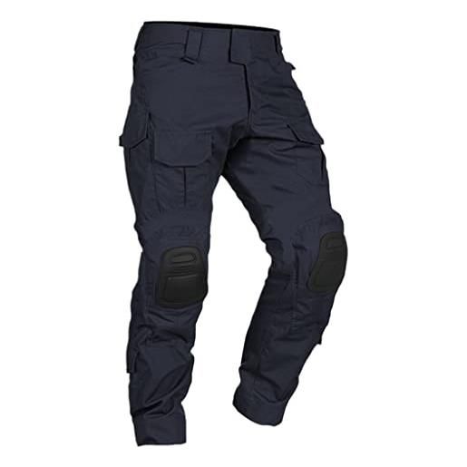 SaoBiiu pantaloni da combattimento da uomo con ginocchiere pantaloni cargo tattici militari pantaloni da trekking mimetici sportivi navy blue l