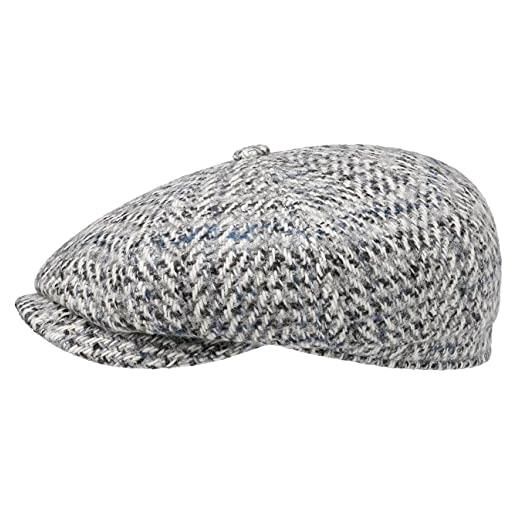 Stetson coppola hatteras levico uomo - made in germany cappellino lana berretto newsboy con visiera, fodera autunno/inverno - 61 cm grigio