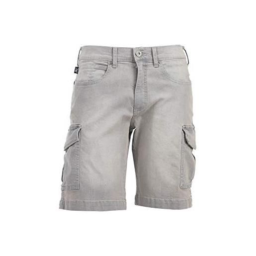 JRC 992781 houston pantalone corto unisex uomo donna multitasche in jeans elasticizzato tessuto prelavato tasche grigio (4xl)