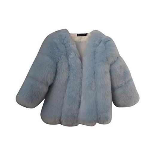 Kasen donna pelliccia artificiale giacca elegante manica lunga lanuginoso cappotto outwear pink m