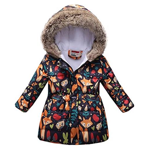Happy Cherry cappotto caldo invernale con varie stampe per bambina giacca con cappuccio giacche cappotti per 2-10 anni
