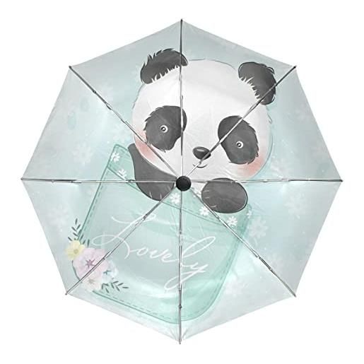 KAAVIYO simpatico panda animale adorabile ombrello pieghevole automatico auto apri chiudi portatile protezione uv ombrelli per spiaggia donne bambini ragazze