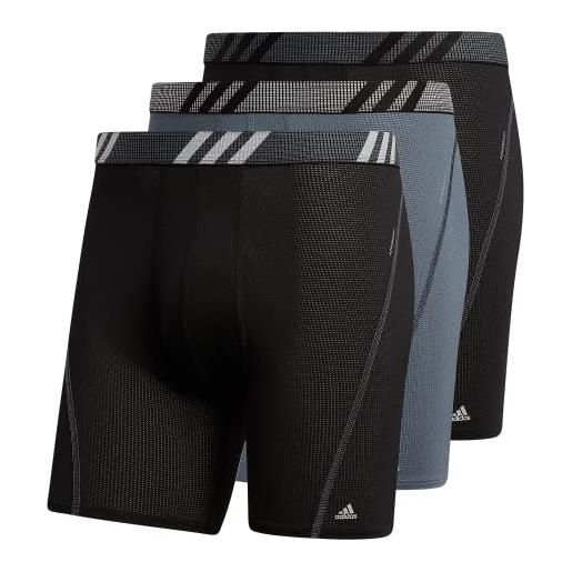 adidas men's sport performance mesh boxer brief underwear (3-pack), black/onix grey/black, x-large