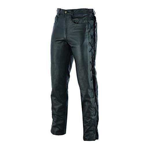 Texpeed pantaloni con lacci in pelle da uomo - rock pantaloni da motociclista casual da moto - nero - l