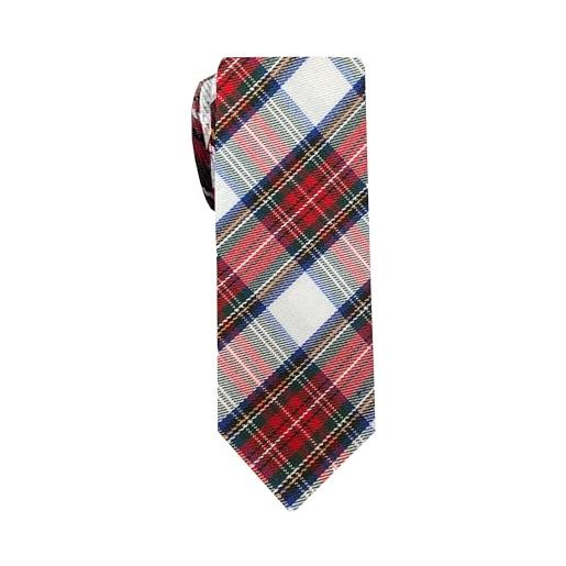 Remo Sartori - cravatta stretta slim in lana scozzese tartan, made in italy, uomo (rosso)