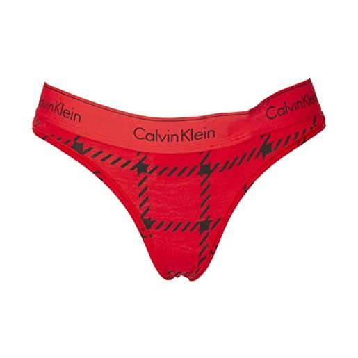 Calvin Klein perizoma donna ck slip mutanda elastico a vista logato articolo qf6861e thong, vgm rustic red, m