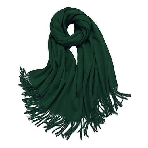 LumiSyne invernale sciarpa in cashmere tinta unita per donna pashmina calda sciarpe con nappa morbida lana scialle stole lungo addensato