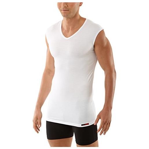 ALBERT KREUZ maglietta intima bianca da uomo senza manica con scollo a v in micromodal light elasticizzato, leggerissimo e traspirante s