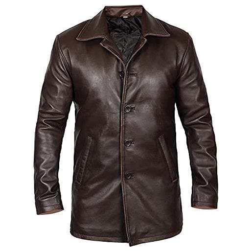 HAFSAH cappotto da uomo in pelle nera - cappotto lungo in vera pelle uomo - classico cuoio blazer - nero lungo cappotti in pelle marrone xl