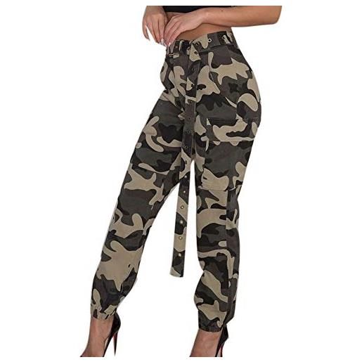 Generic pantaloni estivi da donna pantaloni casual carico donne combattimento militare mimetico pantaloni pantaloni pantaloni camo, cachi, l