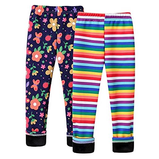Happy Cherry leggings invernali bambina pantaloni in pile termici ragazza stretch leggins felpati taglia 120/4-5 anni-2 pezzi-2
