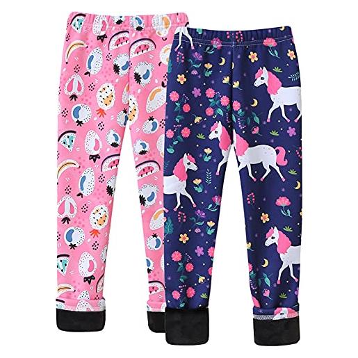 Happy Cherry leggings invernali bambina pantaloni in pile termici ragazza stretch leggins felpati taglia 130/6-7 anni-2 pezzi-2