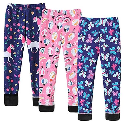 Happy Cherry leggings invernali bambina pantaloni in pile termici ragazza stretch leggins felpati taglia 120/4-5 anni-2 pezzi-2