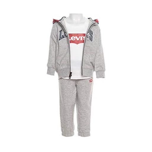 Levi's lvb color blocked hoodie, 3pc set bimbo, grey heather, 12 mesi