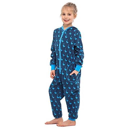 Merry Style combinaison pyjama vêtement d'intérieur avec capuche fille ms10-223 (blu marino unicorno, 122-128)