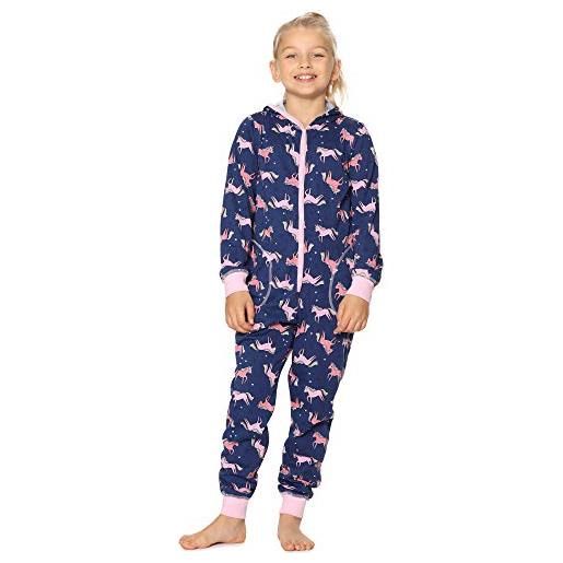 Merry Style combinaison pyjama vêtement d'intérieur avec capuche fille ms10-223 (blu marino unicorno, 110-116)