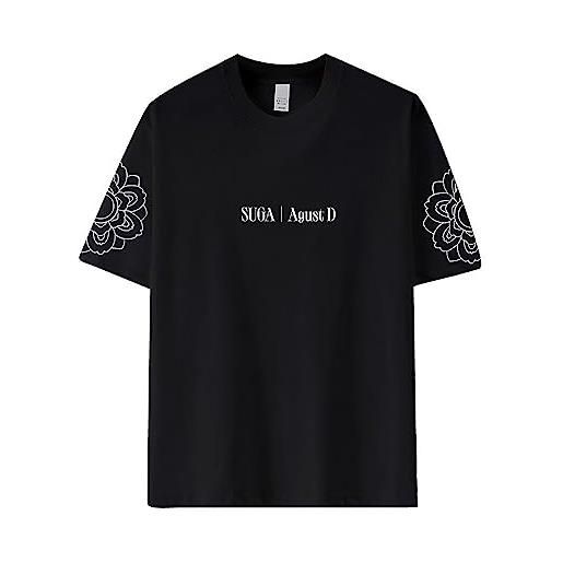 BANB t-shirt di merch d-day august d-day, i fan di suga supportano la camicia di merce in cotone tee sciolta per le ragazze black 2-xxl