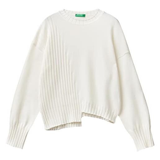 United Colors of Benetton maglia g/c m/l 105fd105k maglione, bianco 074, s donna