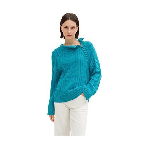 TOM TAILOR le signore maglione lavorato a maglia con cerniera 1034062, 30014 - teal blue, s