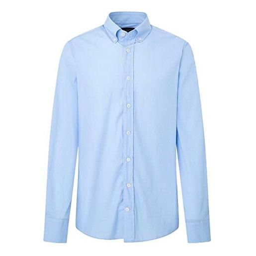 Hackett London mini gingham fil coupé camicia, blu (blu/bianco), l uomo