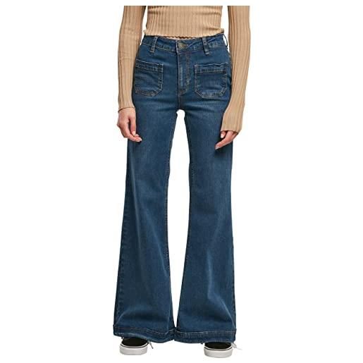 Urban Classics ladies vintage flared denim pants, pantaloni, donna, blu (deepblue washed), 29