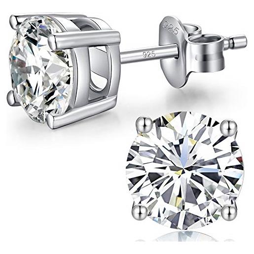 Jiahanzb orecchini donna argento 925 brillantini uomo bottone diamante zircone zirconi orecchino 8mm