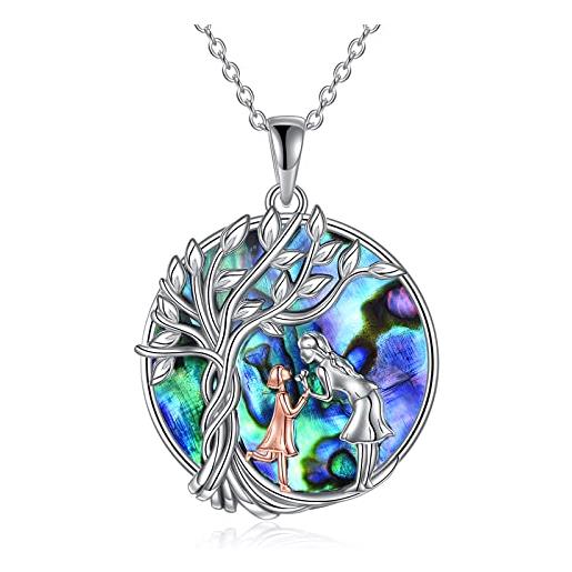 YFN collana figlia di mamma in argento sterling abalone shell albero della vita gioielli regali per figlia, argento sterling, abalone
