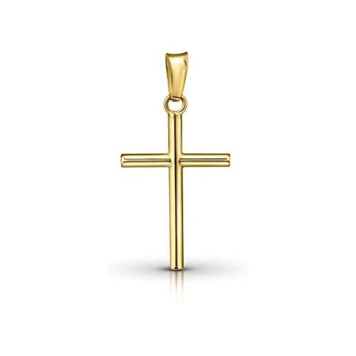 Amberta allure ciondolo a forma di croce unisex in oro giallo 9 carati: croce media in oro