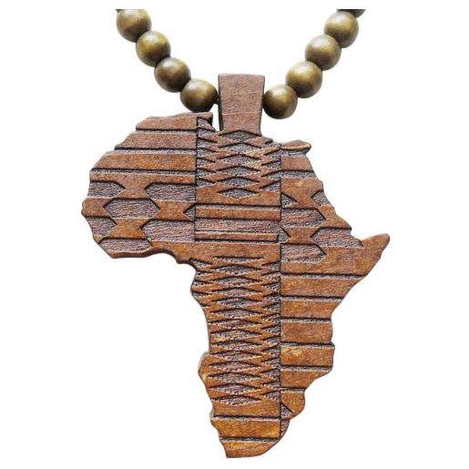 Hanessa, gioiello marrone, da donna e da uomo, collana di perle, africana, mappa dell'africa, in legno, regalo per la compagna/la fidanzata/il partner