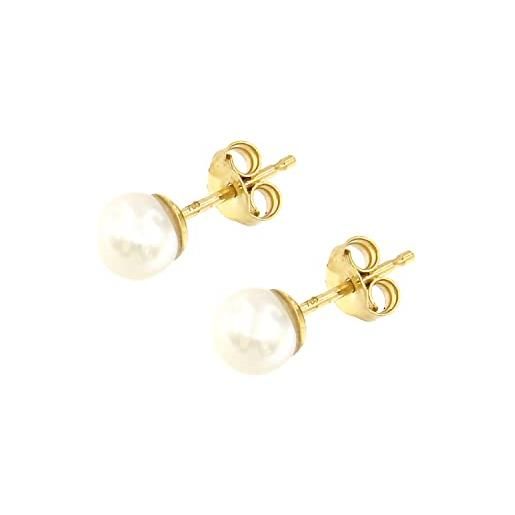 forme di Lucchetta lucchetta - orecchini oro (750) 18 carati con perle vere d'acqua dolce rotonde 6.5/7mm | orecchini d'oro vero per donna