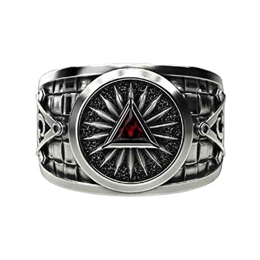 PikaLF anello massonico da uomo, con triangolo di cristallo, anello massonico, simbolo massonico, anello da biker hip hop, amuleto religioso, gioiello punk massonico, no