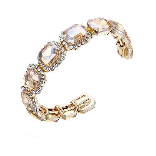 Clearine bracciali donna matrimonio nuziale multi smeraldo taglio cristallo aperto braccialetto tratto braccialetto champagne oro-fondo