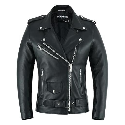 Bohmberg pregiata giacca di pelle da donna100% vera pelle - giacca retro biker - highway giacca - brandostyle - nero - xl