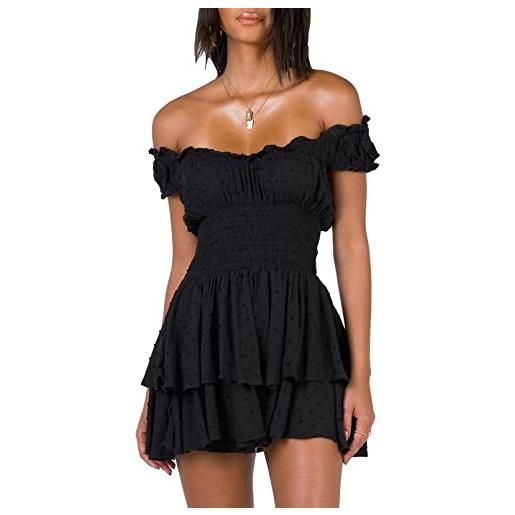 Viottiset pantaloncini da donna con volant pagliaccetto spalle scoperte swiss dot estate a-line swing party layer mini tute albicocca s