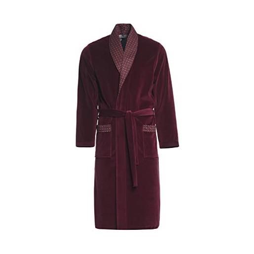 R Revise elegante vestaglia uomo - comodo e resistente - velluto - revise re-101 - rosso borgogna - 4xl