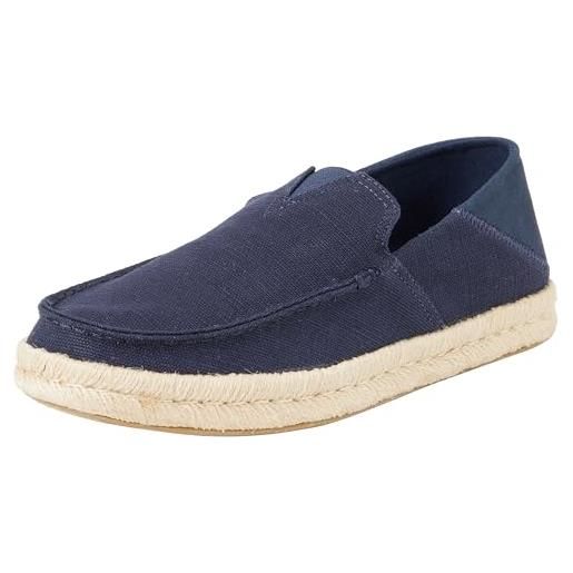 TOMS alonso loafer rope, mocassino basso uomo, navy heritage canvas/suede, 47.5 eu