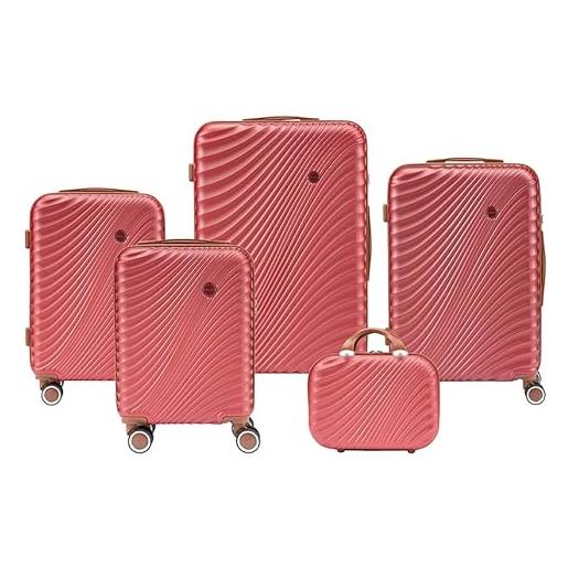 Convector set quattro trolley + beauty case da viaggio, valigie rigide in 5 dimensioni con ruote girevoli a 360 °, lucchetto tsa e struttura in abs doppio strato, antigraffio e antiurto