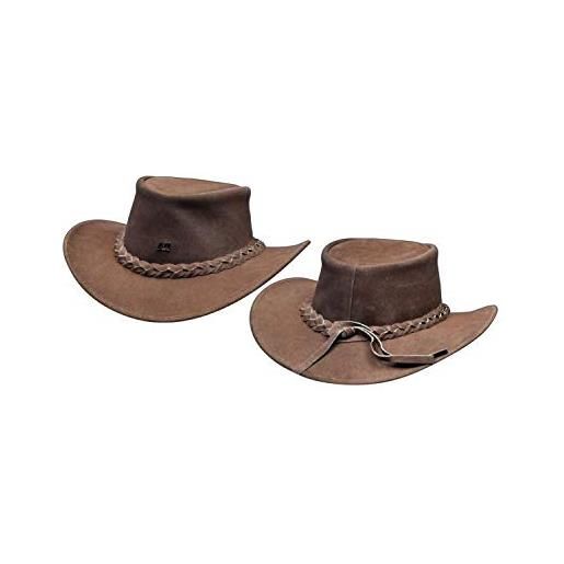 AK Riding Sports Ltd ak vera pelle scamosciata cappelli bush & safari cappelli, realizzati a mano, western/cowboy/outback/australiano/stile con fascia per uomini e donne marrone xl