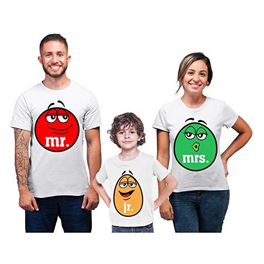 fashwork tris t-shirt magliette famiglia coordinate - mr, mrs & jr - magliette famiglia