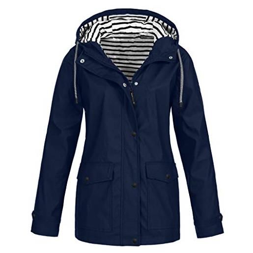 Gkojhj giacca impermeabile da donna per autunno e attività all'aperto, con cappuccio, giacca da alpinismo in taglie forti, leggera, con tasca, leggera, trench, giallo. , 5x-large