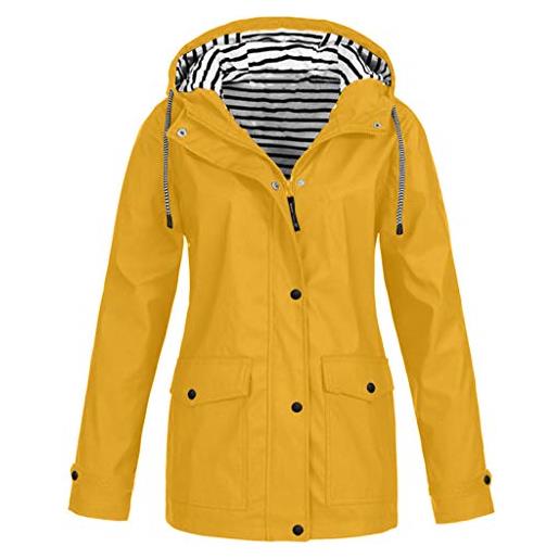 Gkojhj giacca impermeabile da donna per autunno e attività all'aperto, con cappuccio, giacca da alpinismo in taglie forti, leggera, con tasca, leggera, trench, blu marino, xxxl