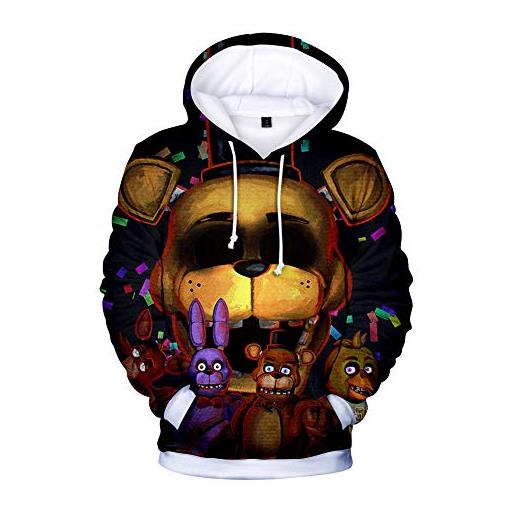 Anjinguang fnaf felpe con cappuccio, 3d stampato unisex fnaf felpe adulto bambini pazzi giochi pullover uomini donne sport streetwear capispalla stampa comic coulisse giacca outfit, a, s