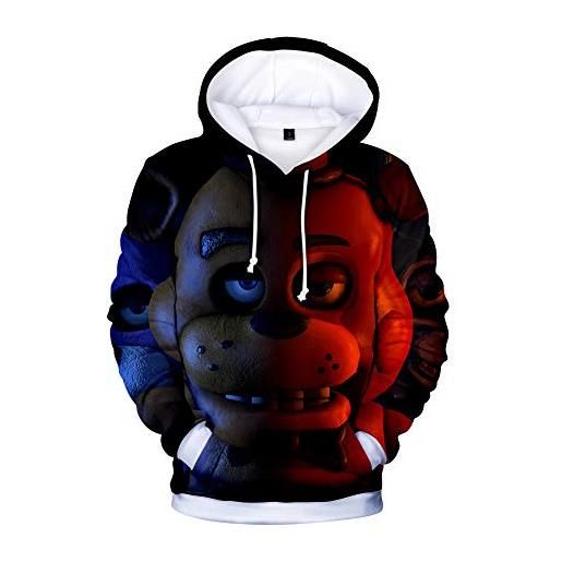 Anjinguang fnaf felpe con cappuccio, 3d stampato unisex fnaf felpe adulto bambini pazzi giochi pullover uomini donne sport streetwear capispalla stampa comic coulisse giacca outfit, a, s