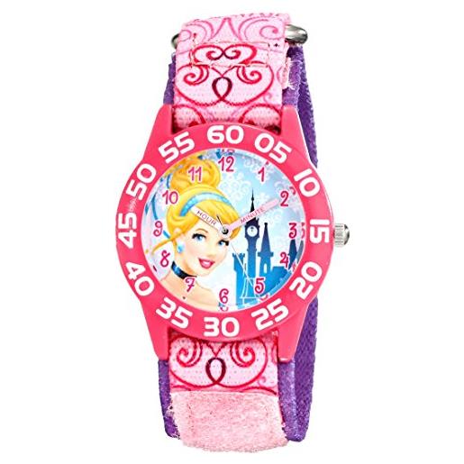 Disney princess - orologio analogico al quarzo con cinturino in nylon al quarzo, in plastica, per bambini, colore: rosa, rosa, cinturino
